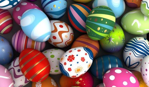 Frohe Ostern Bunt bemalte Ostereier